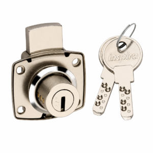 Cabinet Lock with Key, Drawer Lock, Nickel Finish, Iron Metal Construction