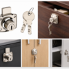 Cabinet Lock with Key, Drawer Lock, Nickel Finish, Iron Metal Construction
