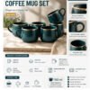 Dark Green Gold Rim Tea Cup Set pack of 6 piece