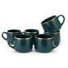 Dark Green Gold Rim Tea Cup Set pack of 6 piece